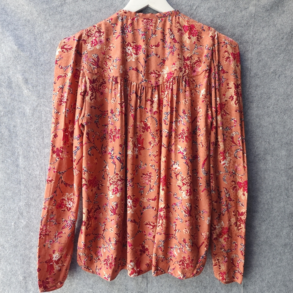 Isabel Marant Etoile Benson Long Sleeve Floral Top in Papaya - Picture 8 of 14